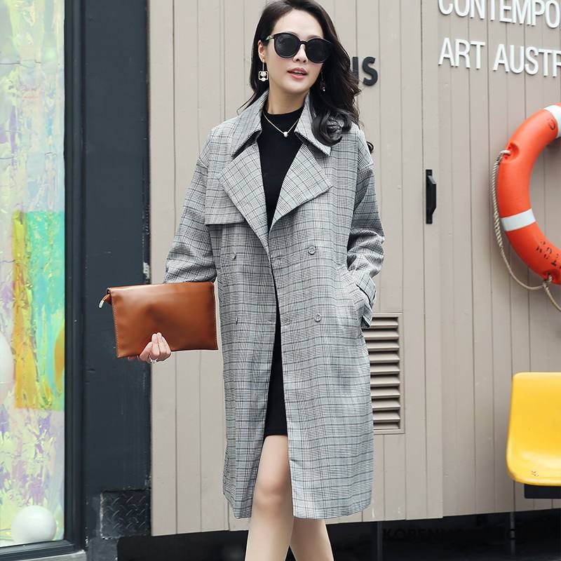 Trenchcoat Dames Trend Elegante Pak Herfst 2018 Lange Mouwen Grijs