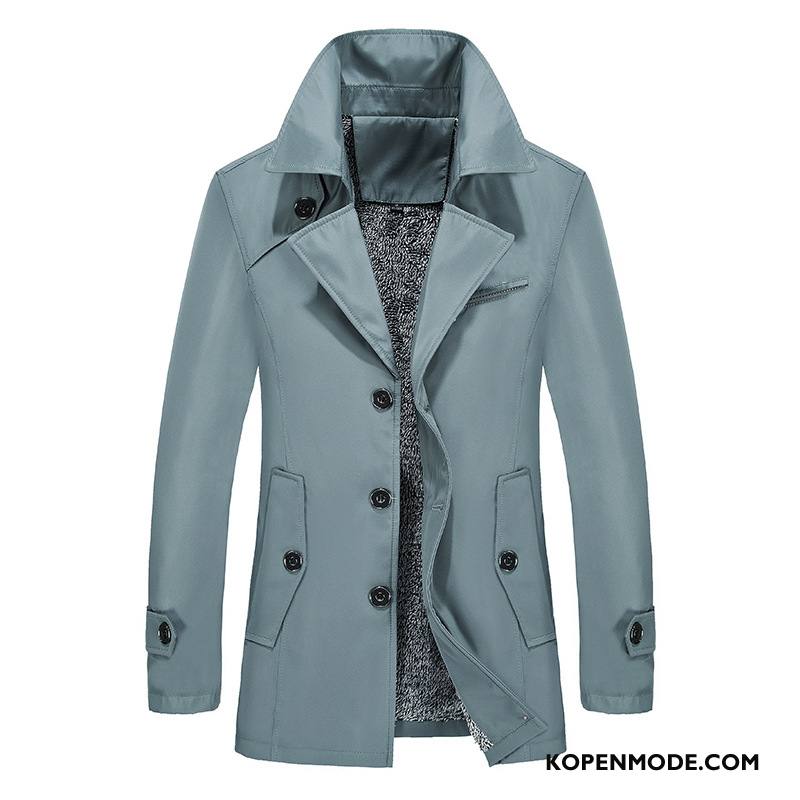 Trenchcoat Heren Winter Jas Mannen Grote Maten Plus Kasjmier Jeugd Blauw