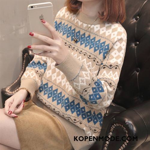 Truien Dames Streep Mode Elegante Pullover Casual Voorjaar Blauw