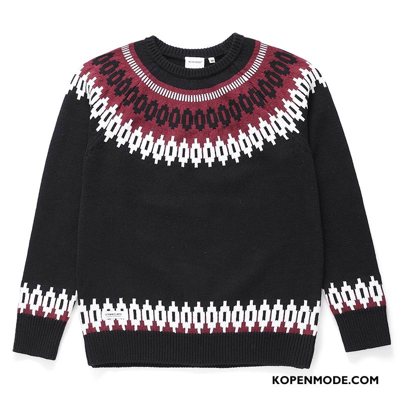 Truien Heren Pullover Trend Breien Natie Ronde Hals Losse Zwart