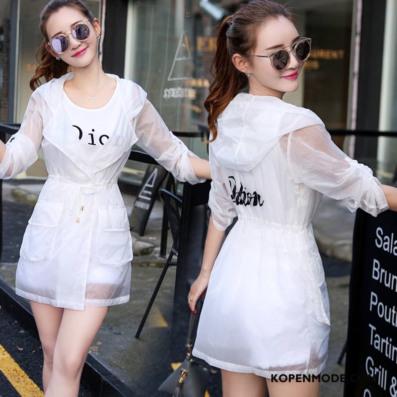 Uv Kleding Dames Mode Zonbeschermingskleding Origineel Ontwerp Elegante Eenvoudige Wit