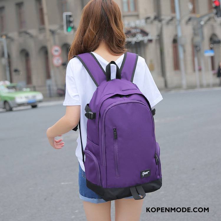 Wandelrugzak Dames Casual Gemiddelde Schooltas Outdoor Reizen Alpinisme Effen Kleur Purper