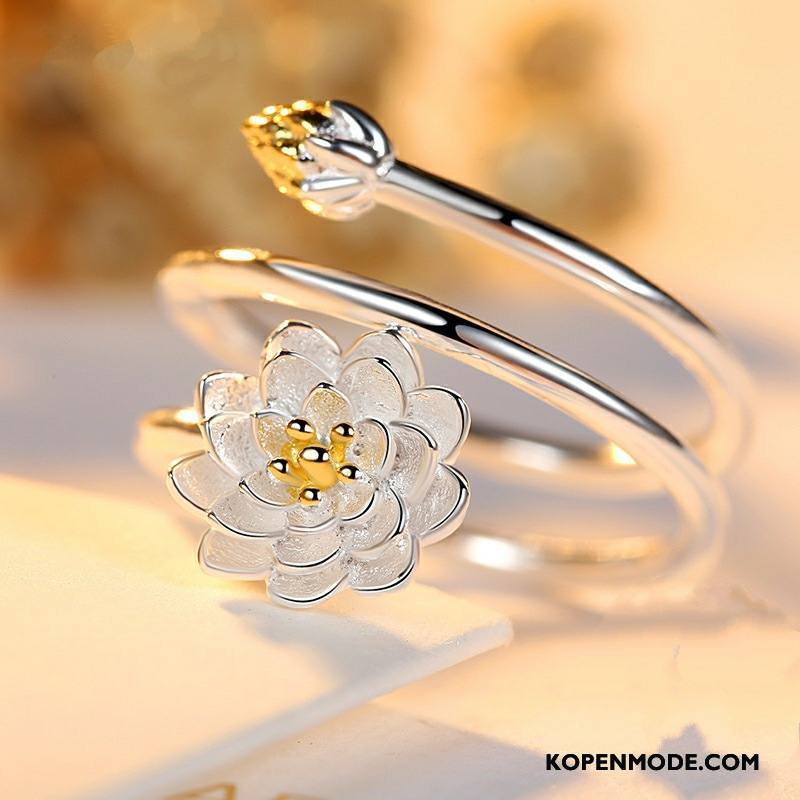 Zilveren Sieraden Dames Eenvoudig Scheppend Persoonlijkheid Accessoires Bloemen Trend Zilver