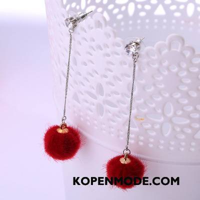 Zilveren Sieraden Dames Elegante Pluche Lange Eenvoudig Vrouwen Hanger Rood