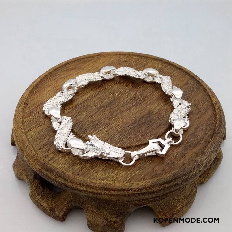 Zilveren Sieraden Heren Dragon Patroon Nieuw Accessoires Mannen Armbanden Zilver