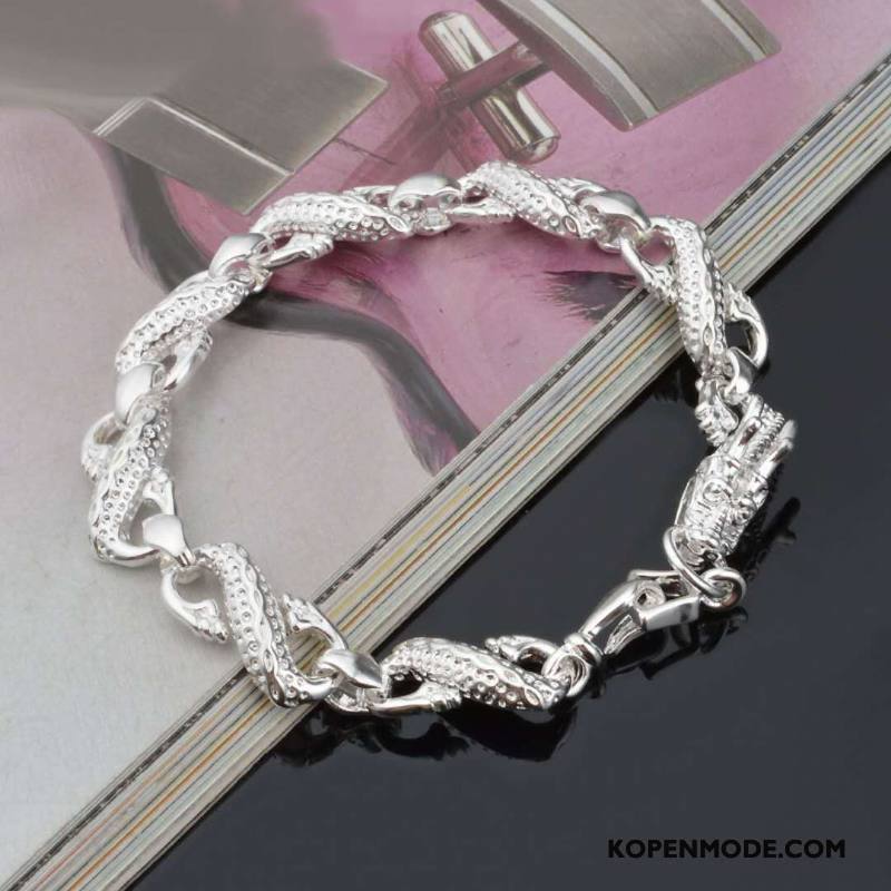 Zilveren Sieraden Heren Dragon Patroon Nieuw Mannen Armbanden Accessoires Zilver