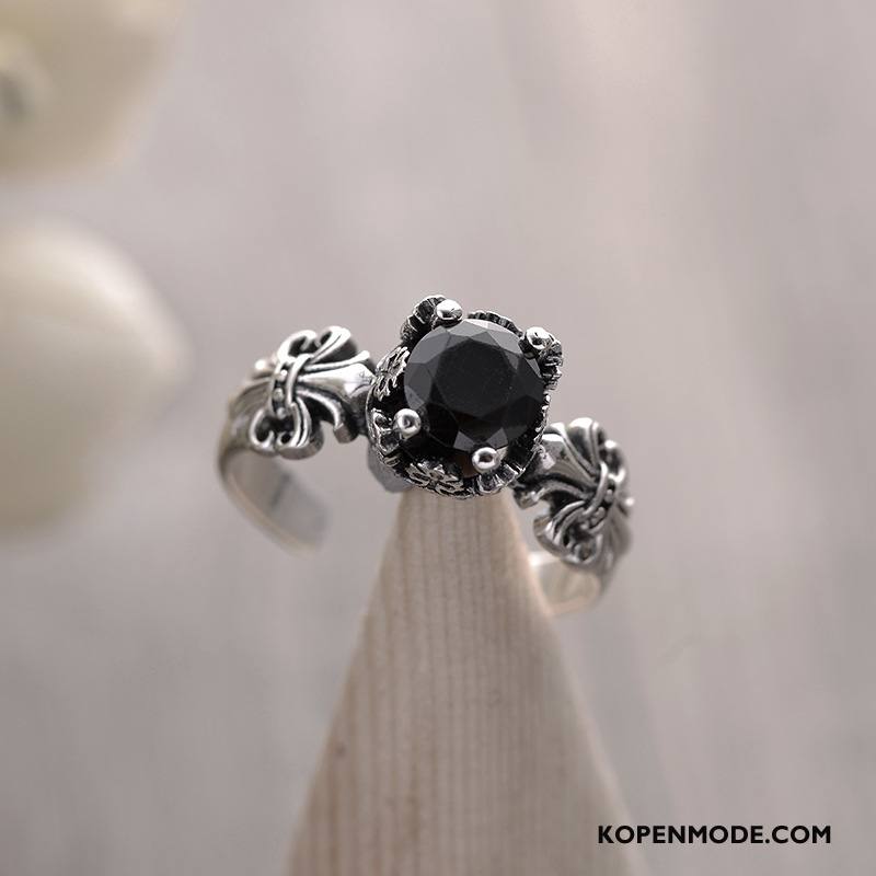 Zilveren Sieraden Heren Dragon Patroon Vrouwen Mannen Zuiver Vintage Zilver Zwart